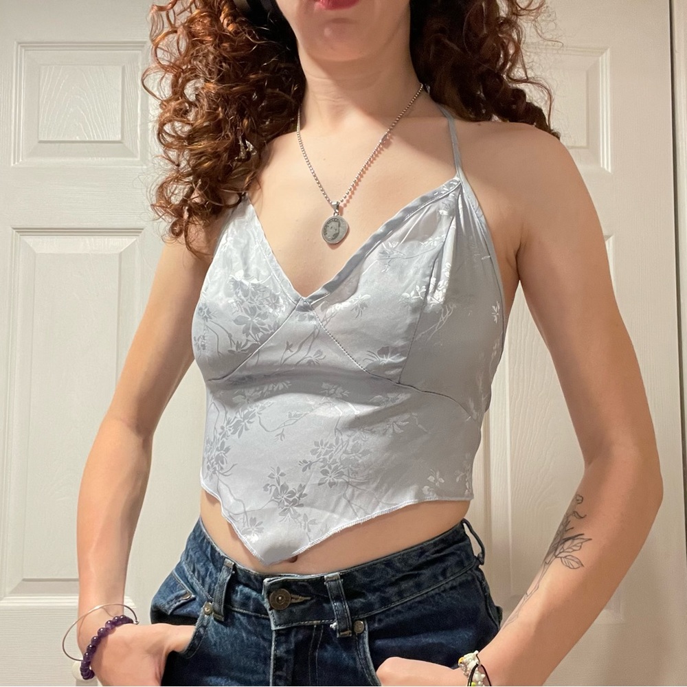 Baby Blue Floral Bandana Wrap Top